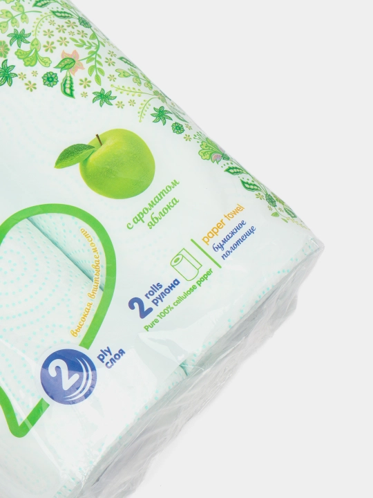 Qog'oz sochiqlar, Sunlight Premium care, 2 qavatli, olma xushbo'yli, 2 dona rulon
