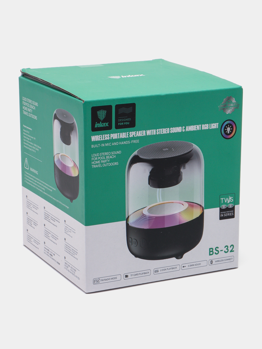 Беспроводная музыкальная колонка Inkax, с RGB подсветкой TWS, с ...