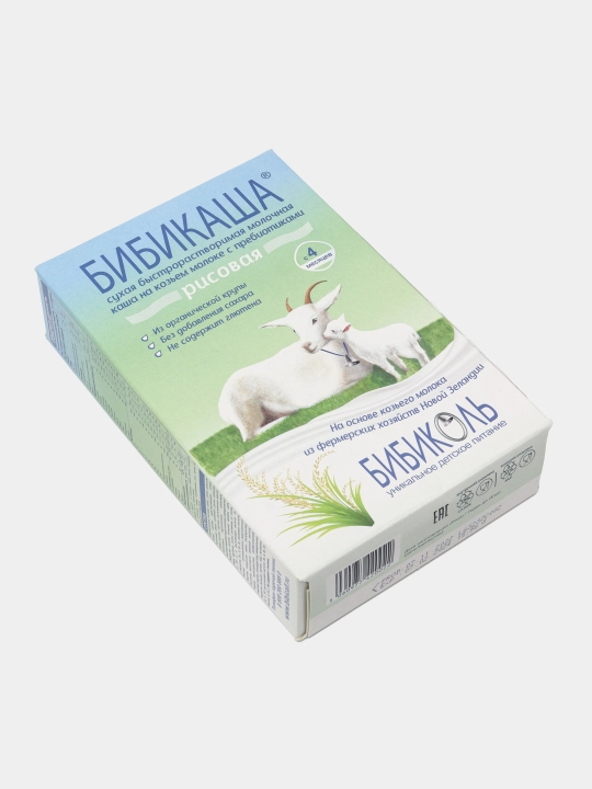 Sutli bo'tqa Bibikol, Bibikasha guruchli echki suti bilan, 4 oylikdan, 200 g