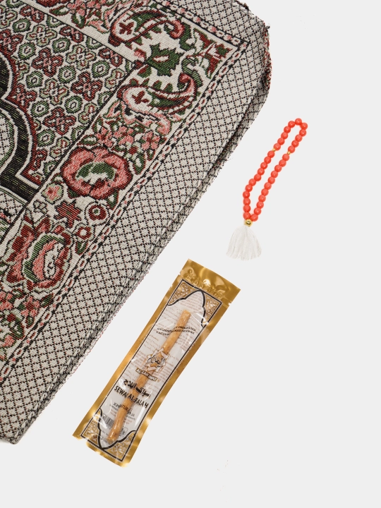 Ayollar sovg'a to'plami - Namoz kiyim, Tasbih, Jo'ynamoz (gilam), Misvok