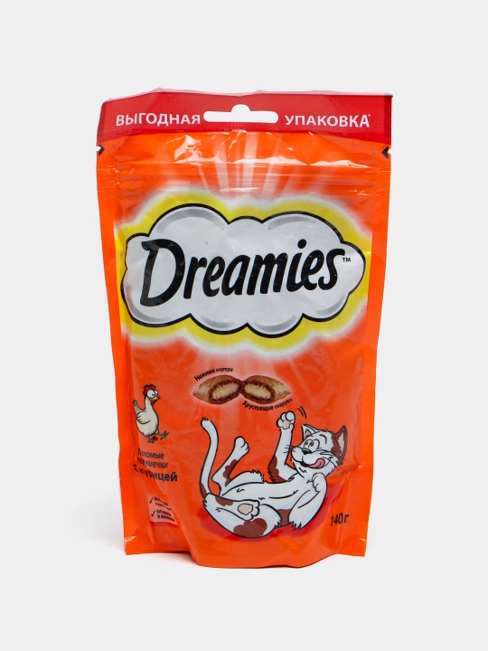 Dreamies лакомые подушечки с курицей, для кошек, 140 г - 