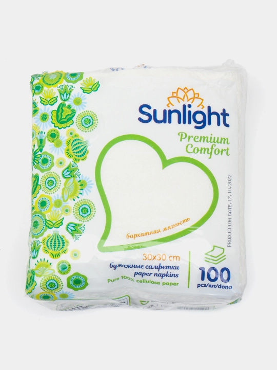 Qog'oz salfetkalar Sunlight. 100 dona, 30 * 30 sm