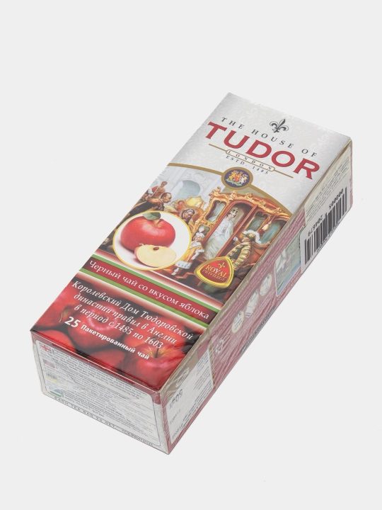 Черный чай со вкусом яблока Tudor, 25 пакетиков