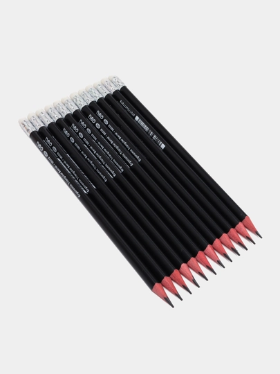 Карандаш с ластиком НВ Deli E38029, 12 шт — DESKFOR-38029