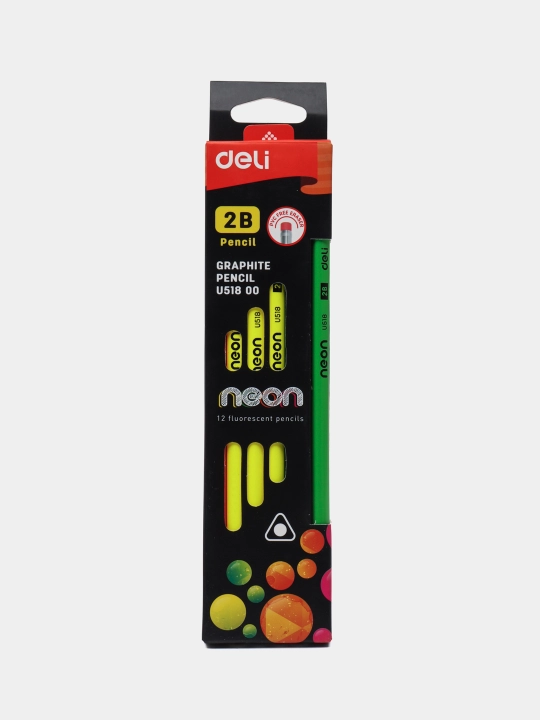 Карандаши с ластиком Deli 2B EU51800, 12 шт