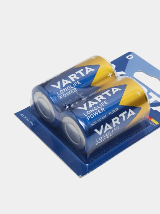 Батарейки VARTA Longlife Power D (LR20, бочонок) 2 шт — плиты, фонари, радио