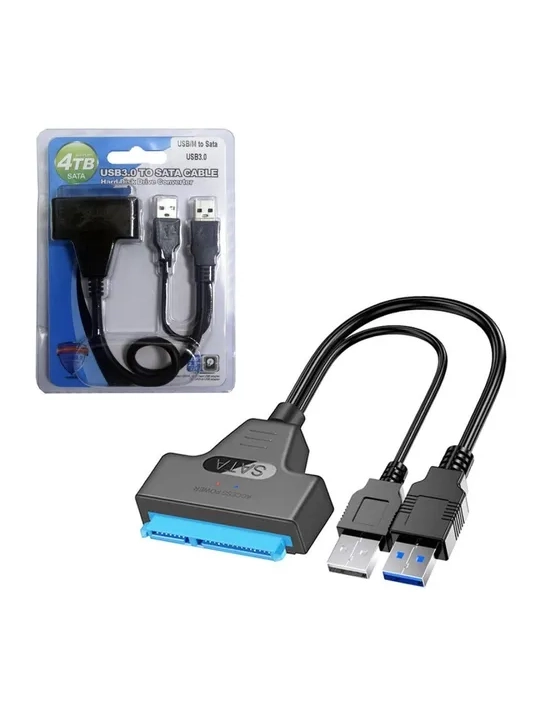 Adapter kabeli HDD SATA USB 3.0 uchun 3.0 yordamchi quvvatga ega, ikkita USB