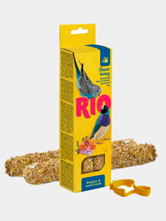 Палочки для волнистых попугайчиков и экзотов RIO, с медом, 2 шт * 40 г