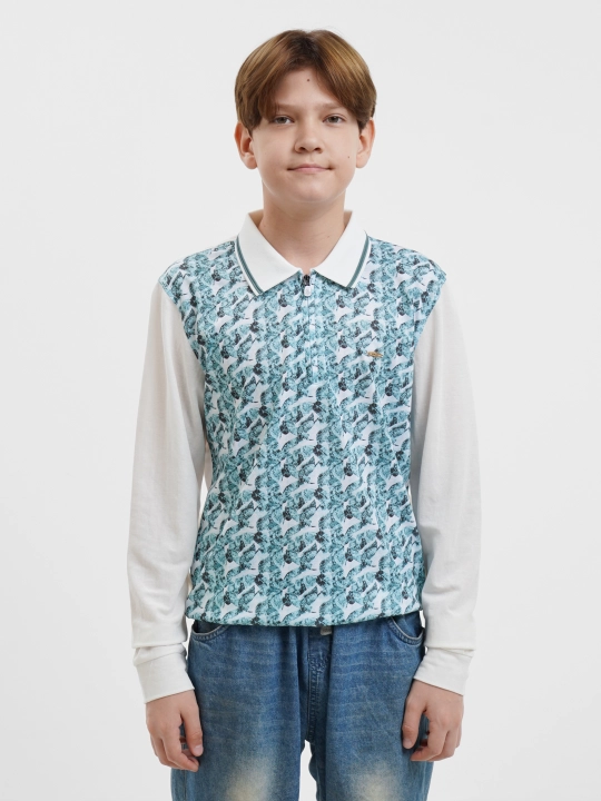 O'g'il bolalar uchun polo, uzun yengli, 11-14 yosh uchun