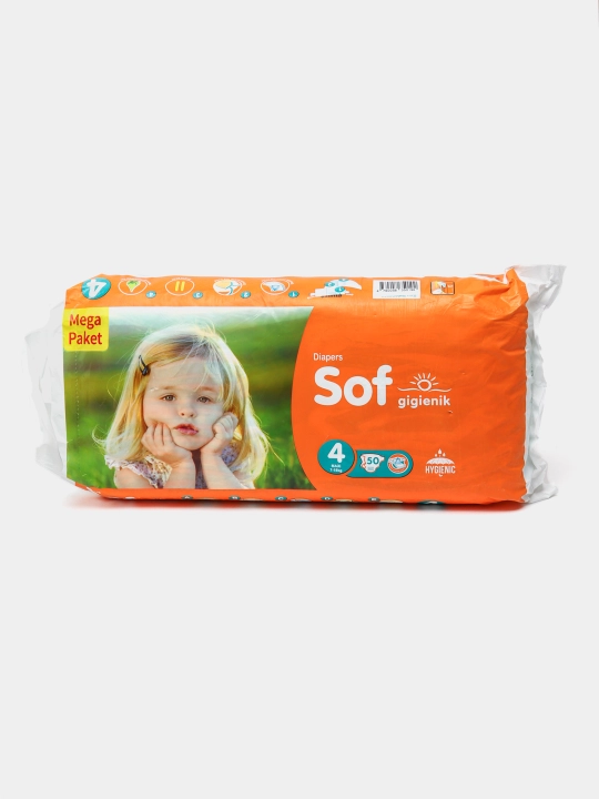 Tagliklar yopishqoqli Sof 4 Maxi, 7 - 18 kg, 50 dona - 
