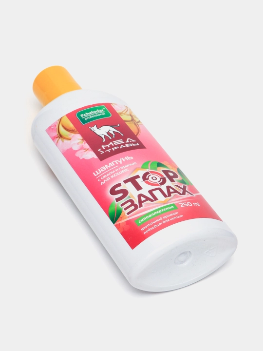 Shampun hipoalerjenik mushuklar uchun asal va geranium bilan Pchelodar, stop hid, 250 ml