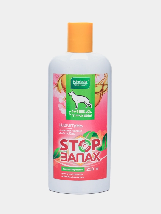Shampun asal va geranium bilan Pchelodar "Stop Hid", hipoalerjenik, itlar uchun, 250 ml - 
