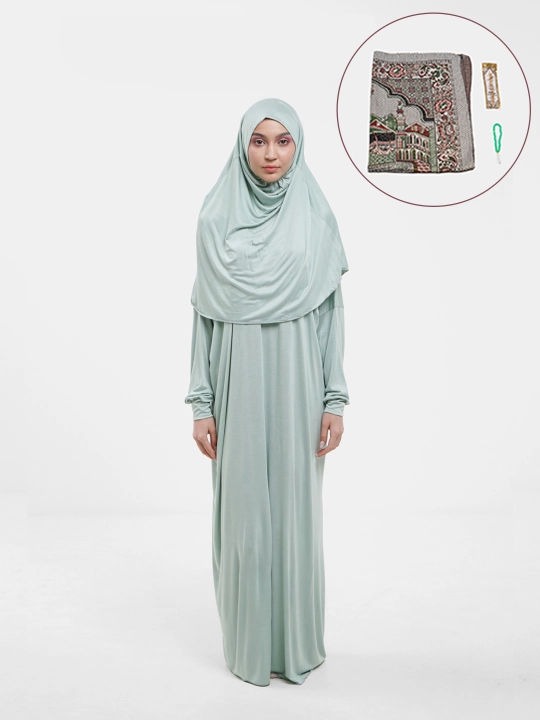 Ayollar sovg'a to'plami - Namoz kiyim, Tasbih, Jo'ynamoz (gilam), Misvok