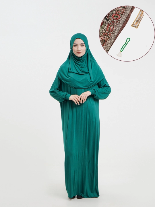 Ayollar sovg'a to'plami - Namoz kiyim, Tasbih, Jo'ynamoz (gilam), Misvok