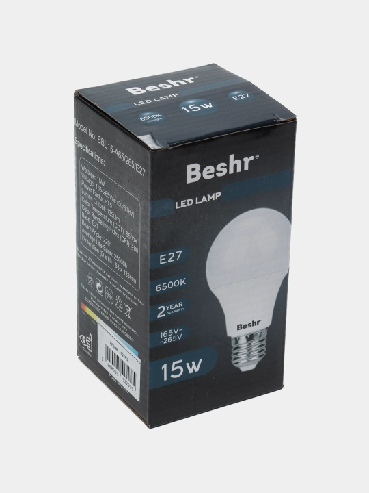 LED lampa, 15Vt, 6500K- sovuq rang, E27, Beshr, energiya tejamkor, diodli lampa, lampochka