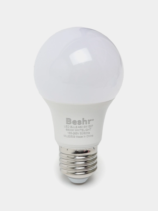 LED lampa, 9 Vt, 6500K- sovuq rang, E27, Beshr, energiya tejamkor, diodli lampa, lampochka