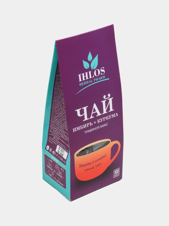 Чай листовой черный (Травяной микс) имбирь + куркума Ihlos, 100 г