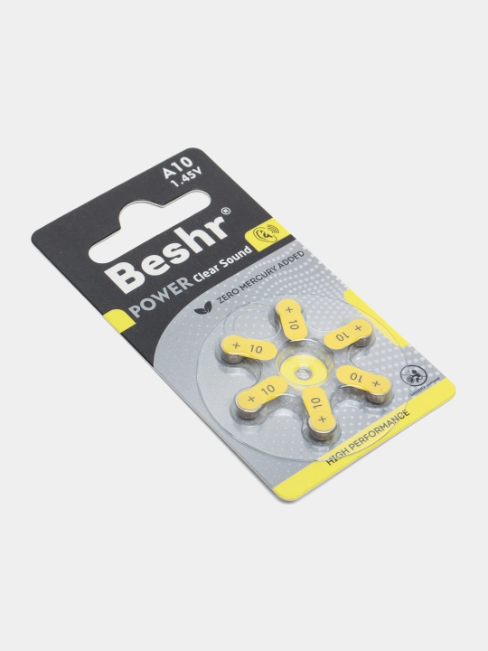 Батарейки для слуховых аппаратов, Beshr Power Clear Sound A10, для чистого звука без помех