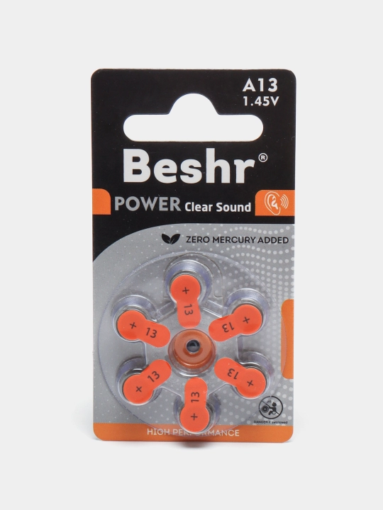 Батарейки для слуховых аппаратов Power Clear Sound A13, 1.45 В, для чистого звука без помех