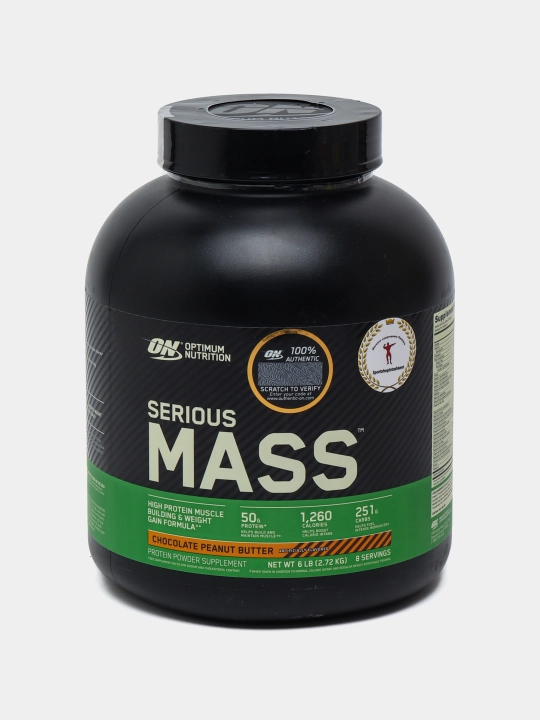 Американский Гейнер Optimum Nutrition Serious Mass со стикером, для набора массы, 2,72 кг - 