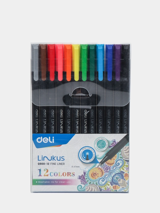 Ручка-лайнер Deli FINE LINER 90012, 12 цветов