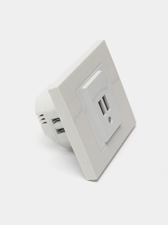 Розетка PRIME TR USB с адаптером, 2-местная, белый