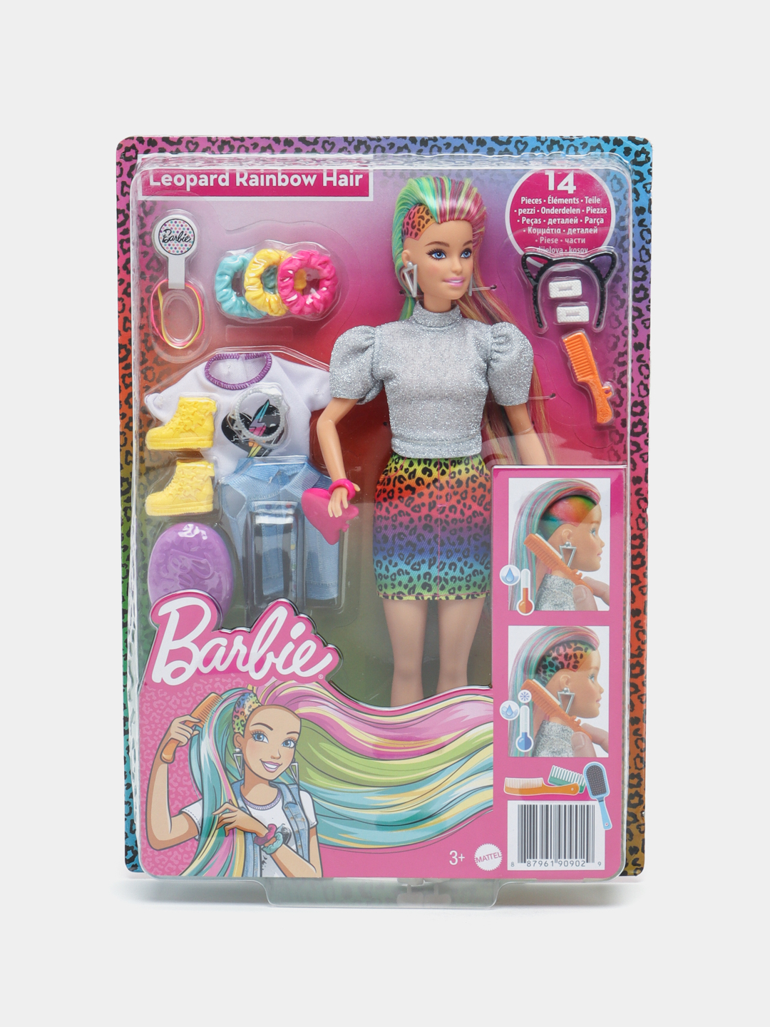 Купить Кукла Барби Леопард Радужные волосы Barbie Leopard Rainbow Hair ...