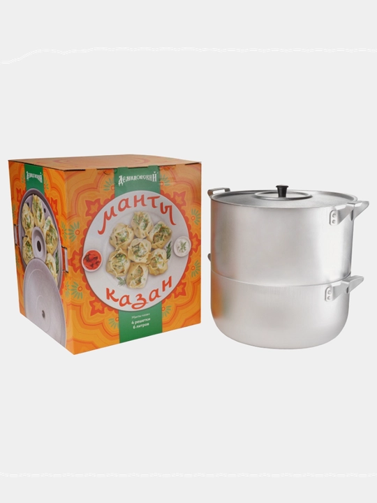 Manti-qozon mantovarka Demidovskiy, 6 litr, 4 qasqon, alyuminiy mantishnitsa
