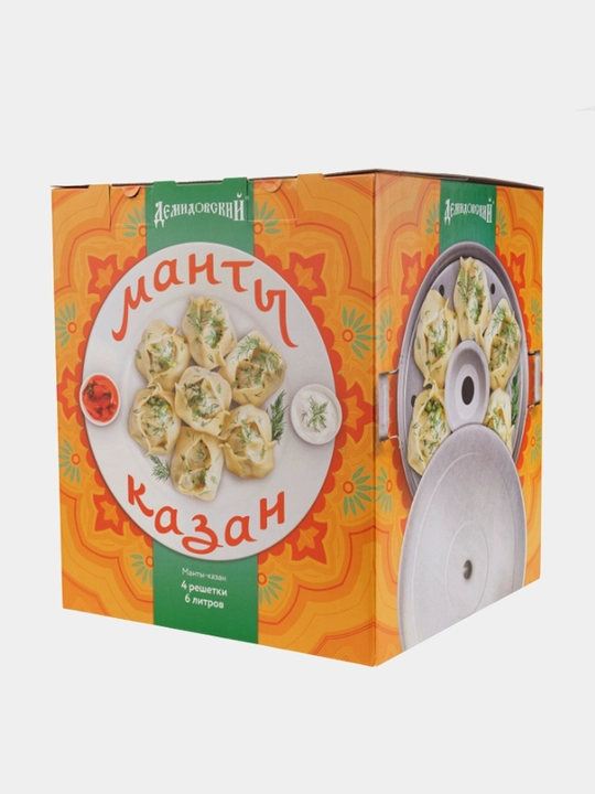 Manti-qozon mantovarka Demidovskiy, 6 litr, 4 qasqon, alyuminiy mantishnitsa