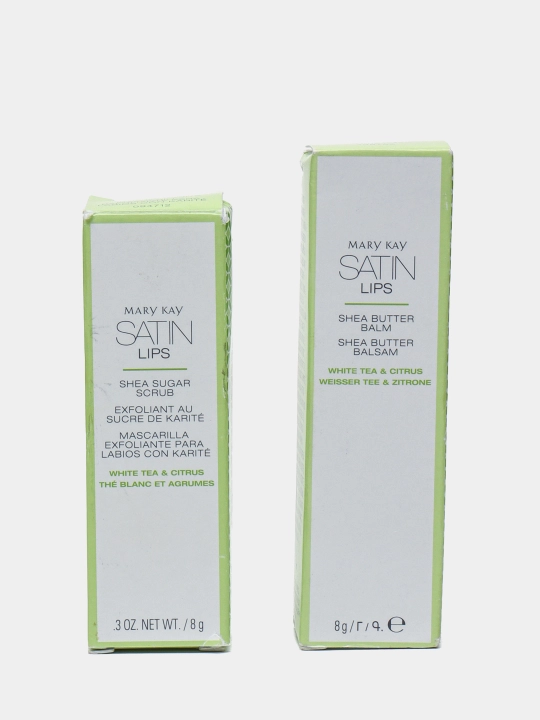 Satin Lips Shea yog'i lablarini parvarish qilish tizimi oq choy va sitrus