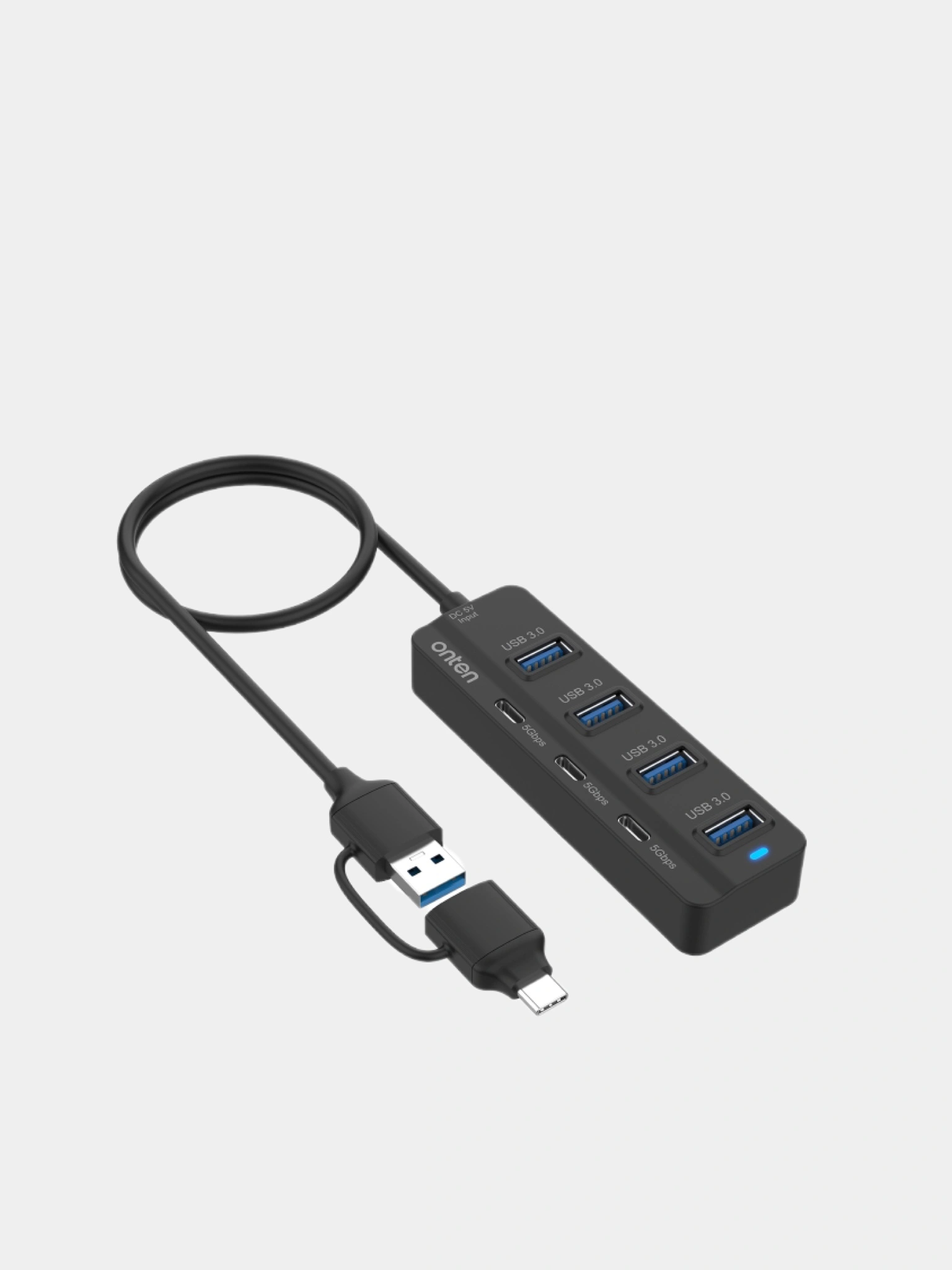 Onten 7 Ports USB3.0 to USB-C HUB with a USB C to USB 3.0 Adapter. 3.2ft Cable 4*USB3.0 Ports,3*USB C Ports
