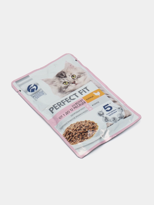 Влажный корм для котят Perfect Fit, курица в соусе, 75 г, 24 шт