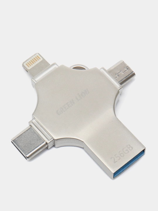 Universal flesh-disk Green Lion 4-In-1 USB, 256 GB, 128 GB, Silver