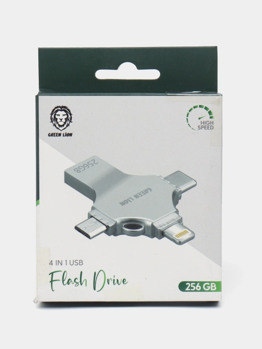 Universal flesh-disk Green Lion 4-In-1 USB, 256 GB, 128 GB, Silver