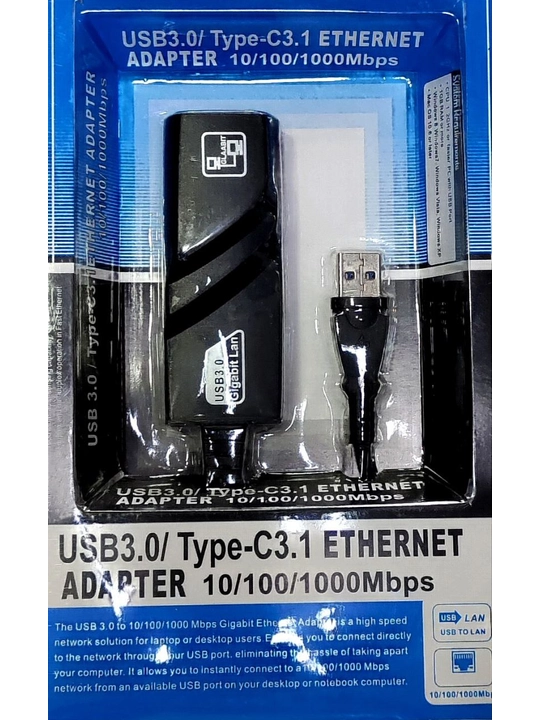 Адаптер-переходник Lan to USB 10, 100, 1000 Mb