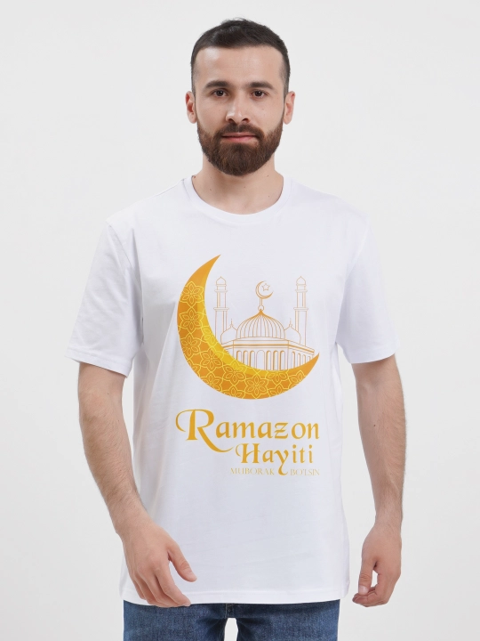 Futbolka "Ramazon Hayiti muborak bo'lsin" bosma tushirilgan - 