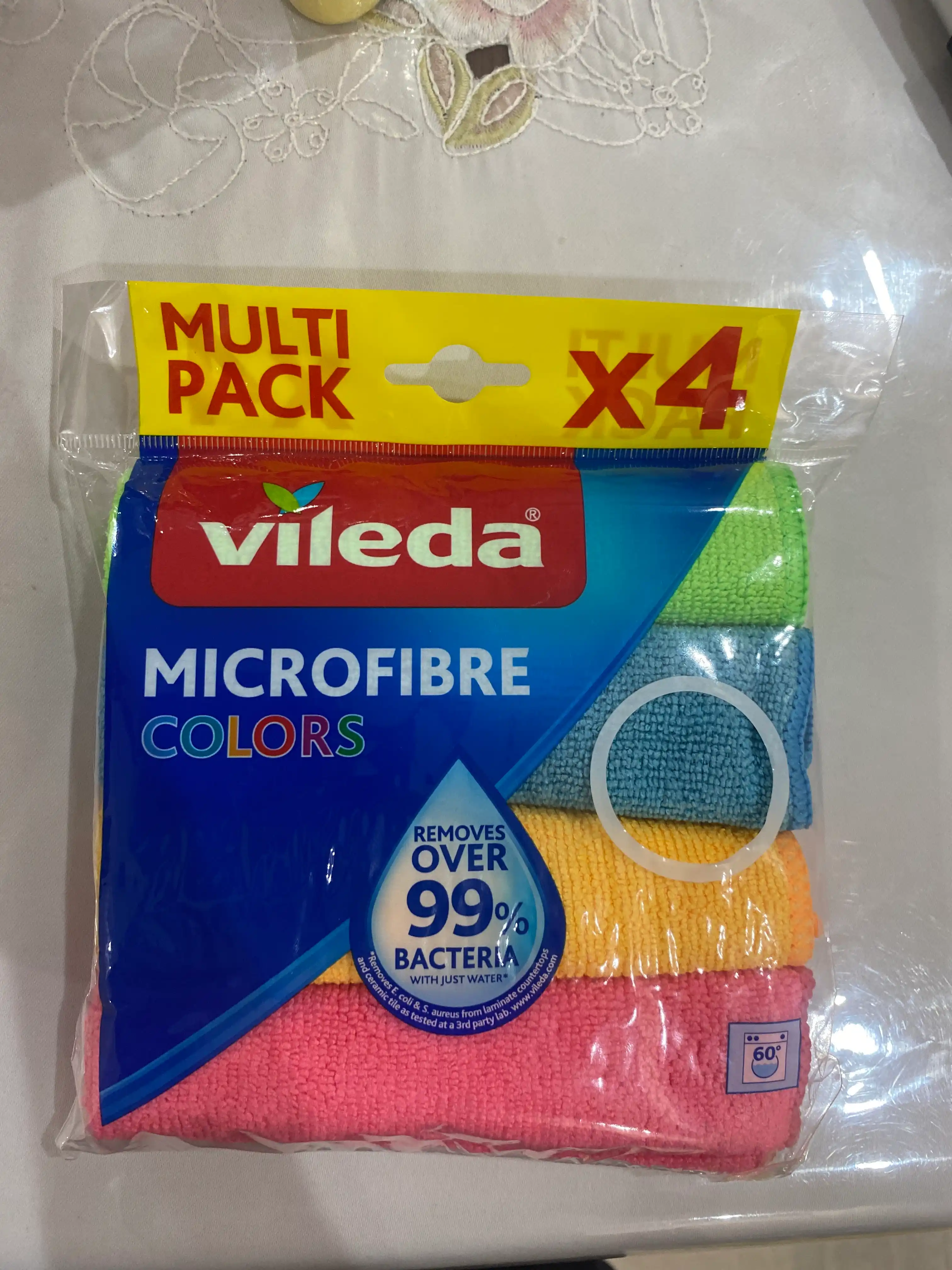 Набор салфеток Vileda Microfibre Colors, 4 шт, из микрофибры, для уборки