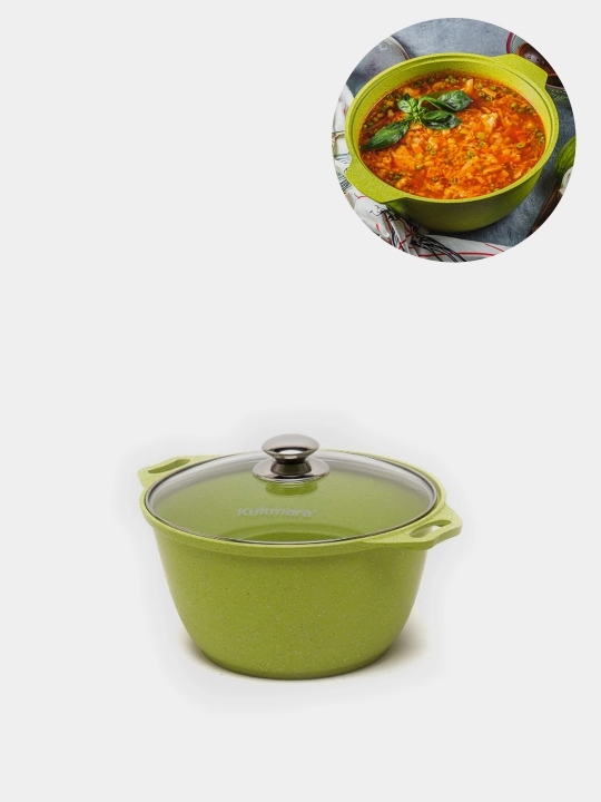 Kastryulya Kukmara Trendy Style, shisha qopqoq bilan, laym