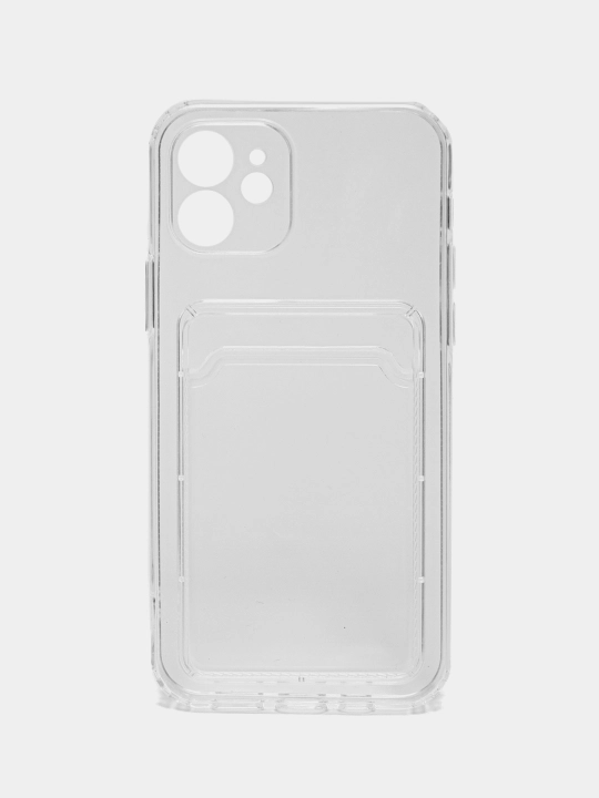 G'ilof iPhone 14/13/12/11/X/XR/6 uchun, silikonli, shaffof, karta bo'limi bilan - 