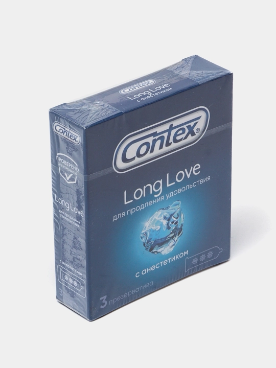 Prezervativlar Contex Long Love, anestezik bilan, 3 dona