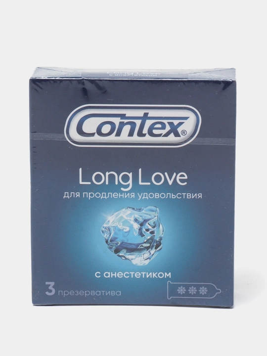 Prezervativlar Contex Long Love, anestezik bilan, 3 dona