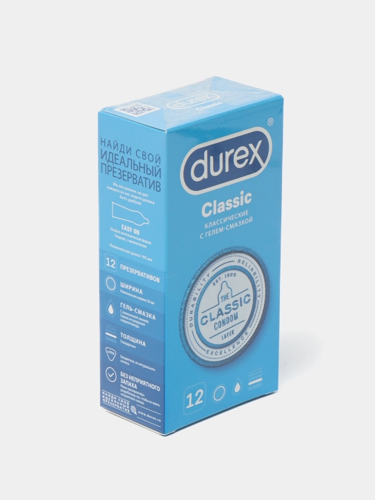 Prezervativlar Durex Classic, klassik, 12 dona