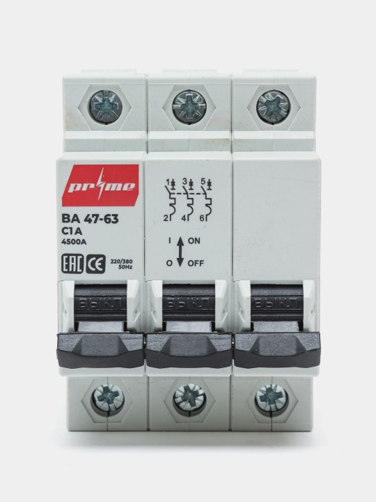 Avtomatik o'chirgichlar PRIME ВА 47-63*4.5kA 3P 1А (C) - 