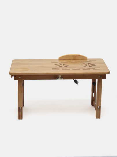 Столик для ноутбука, из бамбука, с охлаждением, с дополнительными отсеками