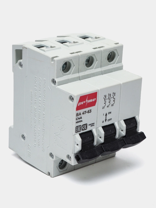 Avtomatik o'chirgichlar PRIME ВА 47-63*4.5kA 3P 4A (C) - 