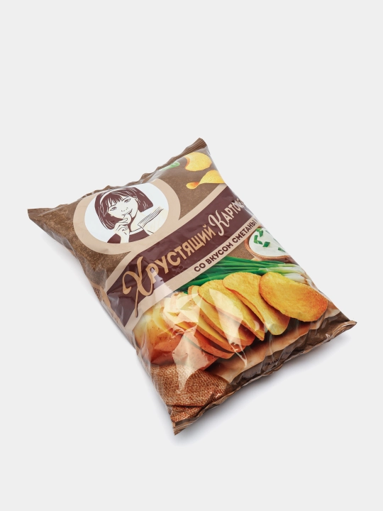 Chipslar Хрустящий Картофель smetana va piyoz ta'mi bilan, 160 g