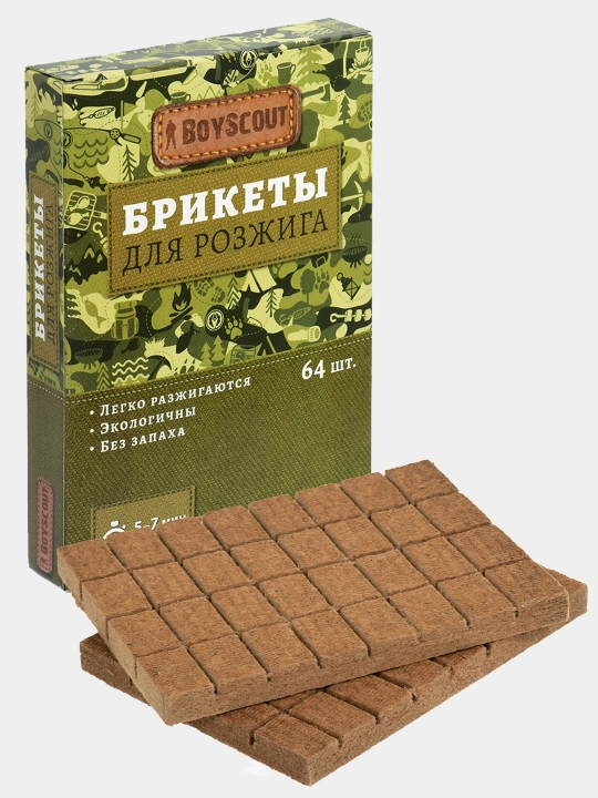 Briketlar yondirish uchun BoyScout, mangal, barbekyu, kamin va pechka uchun, 64 dona