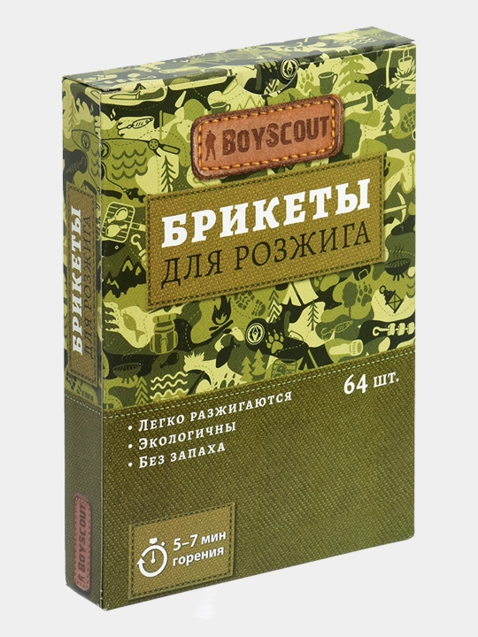 Briketlar yondirish uchun BoyScout, mangal, barbekyu, kamin va pechka uchun, 64 dona