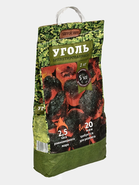 Ko'mir yog'ochli briketlangan BoyScout, 2 kg