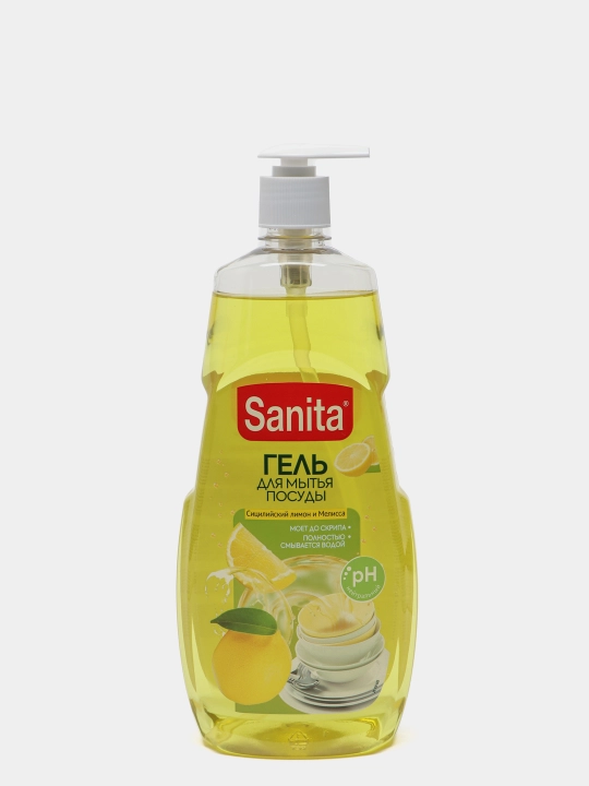 Idish yuvish uchun gel SANITA, sitsiliya limoni va melissa, 900 g - 